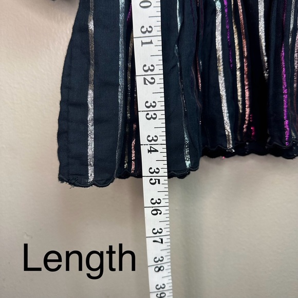 Farm Rio Lurex Stripes Mini Dress One Shoulder Statement Sleeve Sz Med - Picture 9 of 13